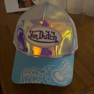 Hologram/white trucker hat💜